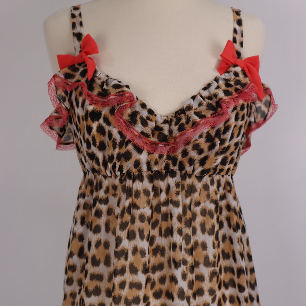 ❄️ Flora Nikrooz NWOT Animal Print Lace Babydoll Nightgown Dress Negligee Teddy